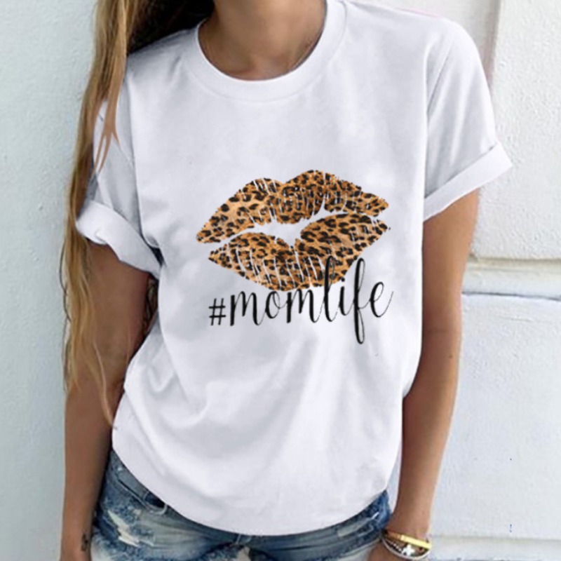 

lovely Casual O Neck Lip Print White T-shirt