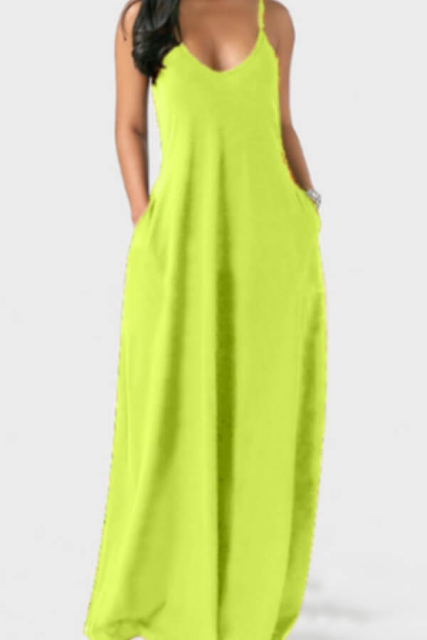 

LW Leisure Pocket Patched Green Maxi Dress