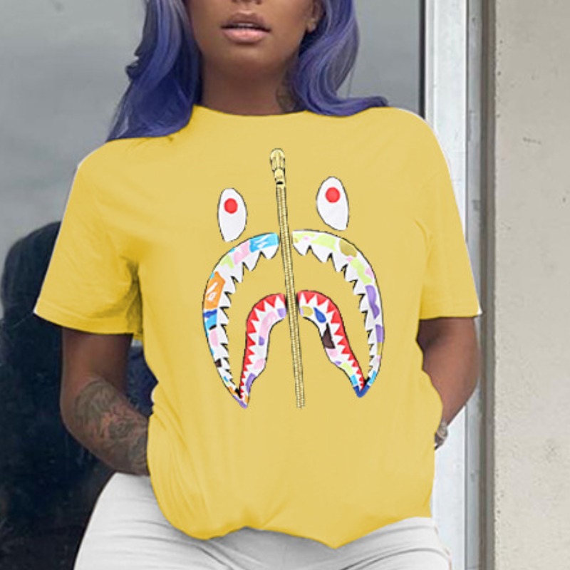 

lovely Casual O Neck Print Yellow T-shirt