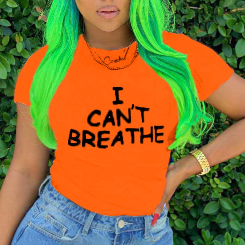 

lovely Street O Neck Letter Print Orange T-shirt