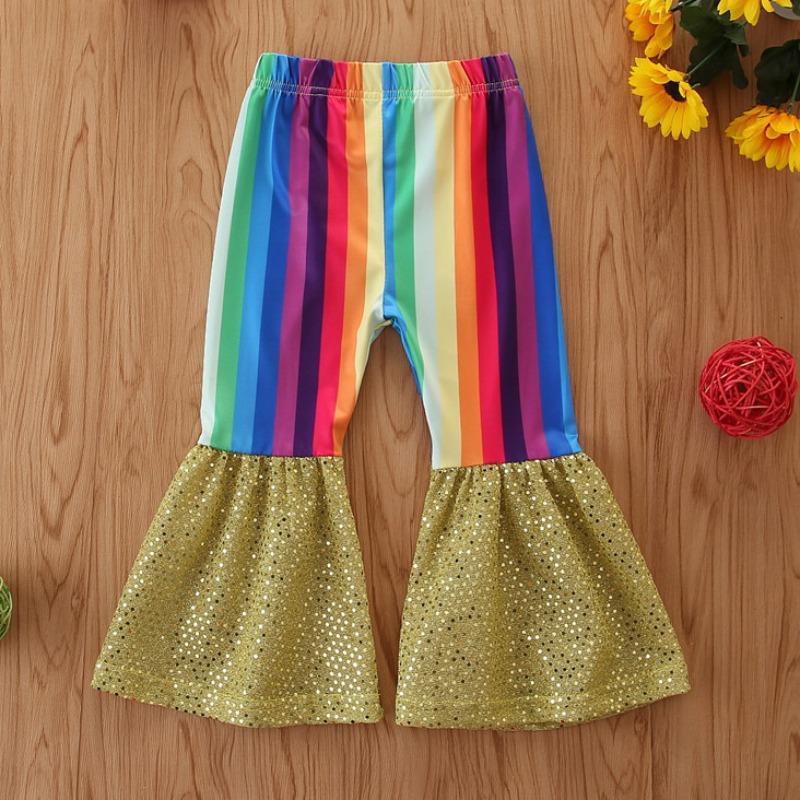 

lovely Trendy Striped Print Patchwork Multicolor Girl Pants, Multi