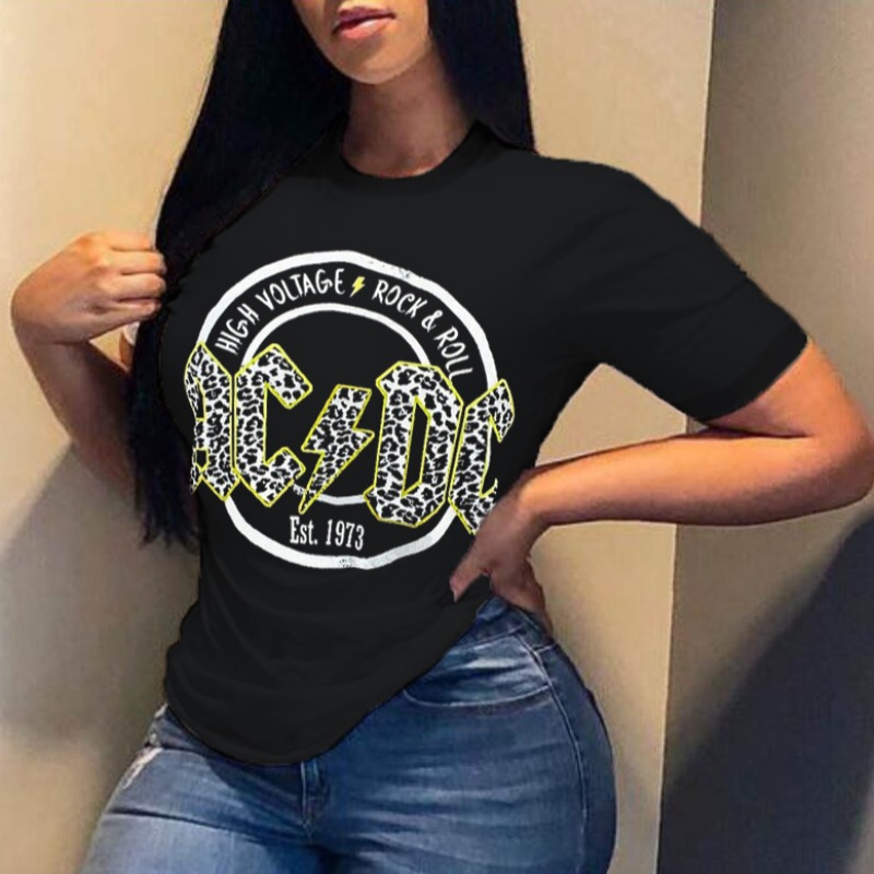 

Lovely Leisure Leopard Print Black T-shirt