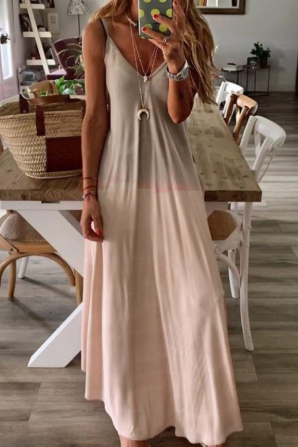 

Lovely Casual Gradual Change Pink Ankle Length Dress