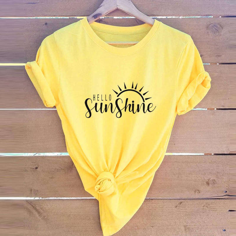 

lovely Leisure O Neck Letter Yellow T-shirt