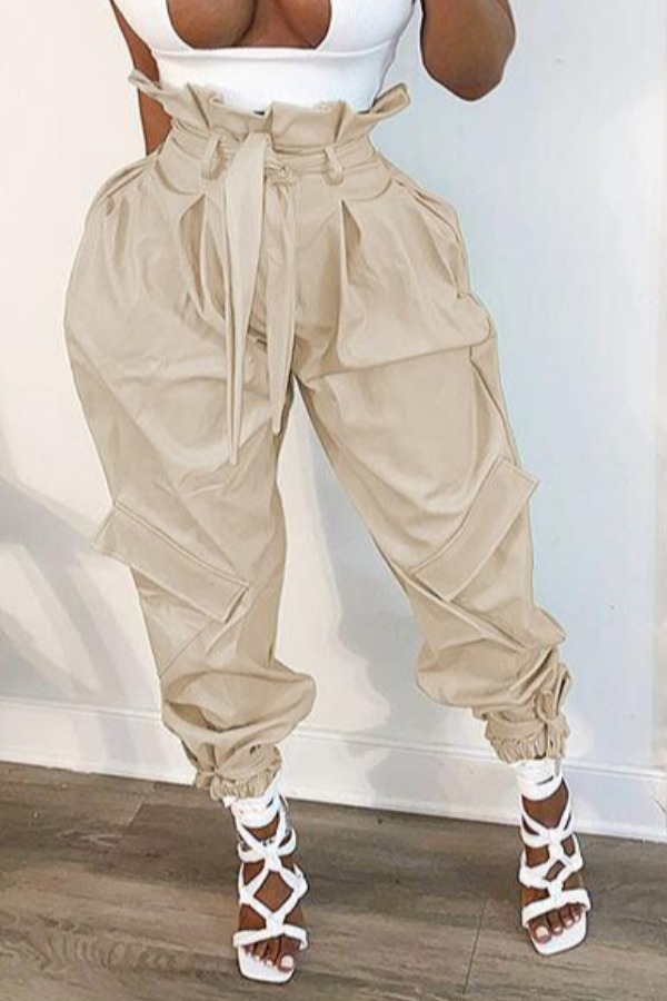 

lovely Chic Lace-up Khaki Pants