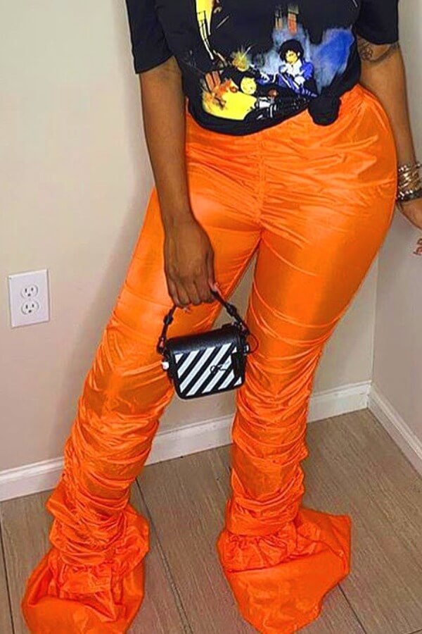 

Lovely Leisure Fold Design Orage Pants, Orange