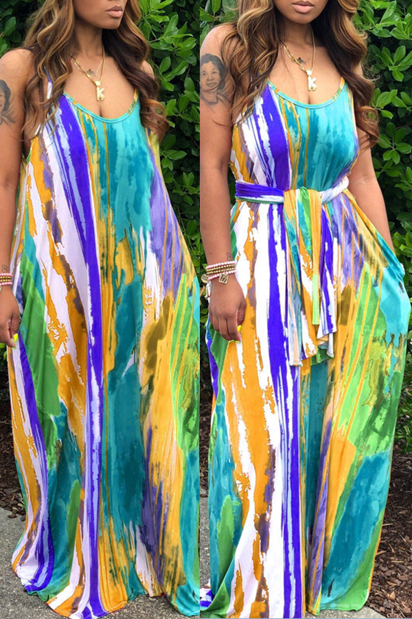 

lovely Bohemian Tie-dye Blue Maxi Dress