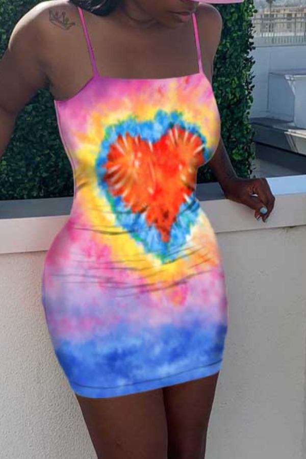 

lovely Casual Tie-dye Pink Min Dress