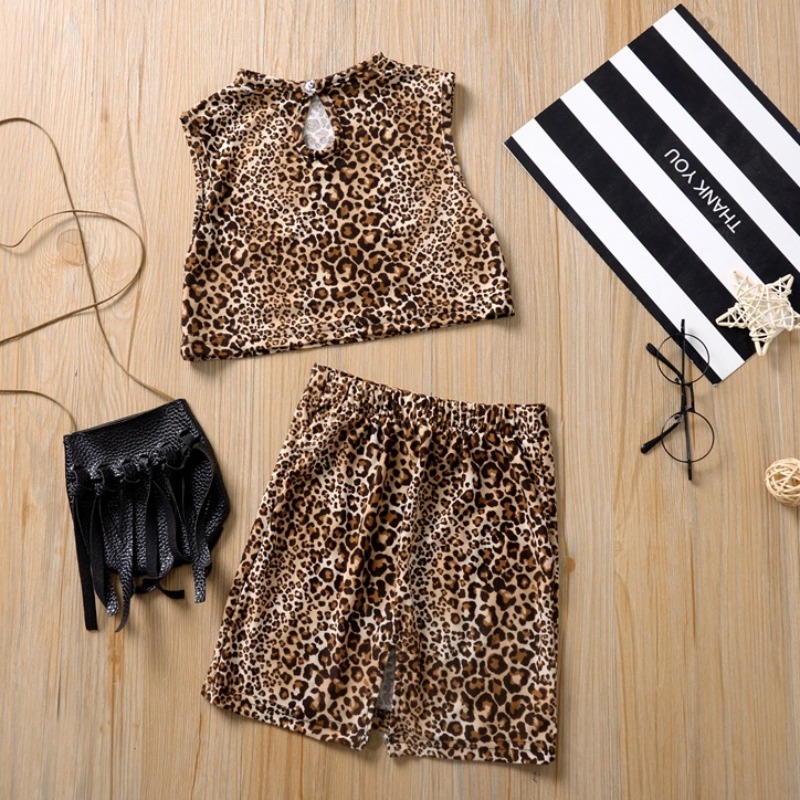 

lovely Stylish Leopard Print Girl Two-piece Skirt Set