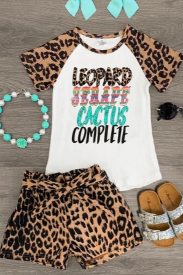 

lovely Casual Leopard Print Girl Two-piece Shorts Set