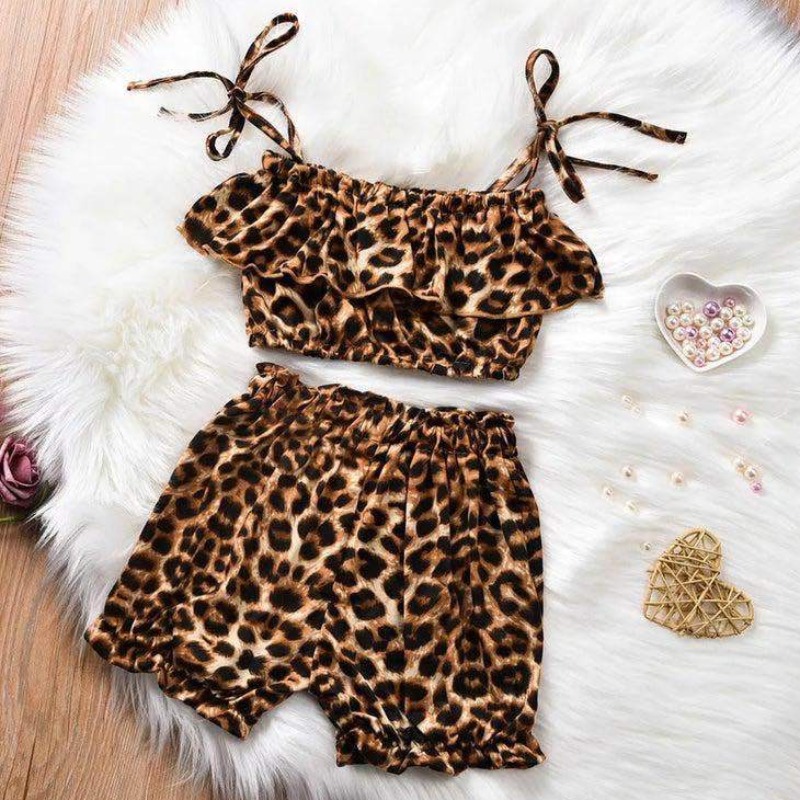 

lovely Casual Leopard Print Girl Two-piece Shorts Set