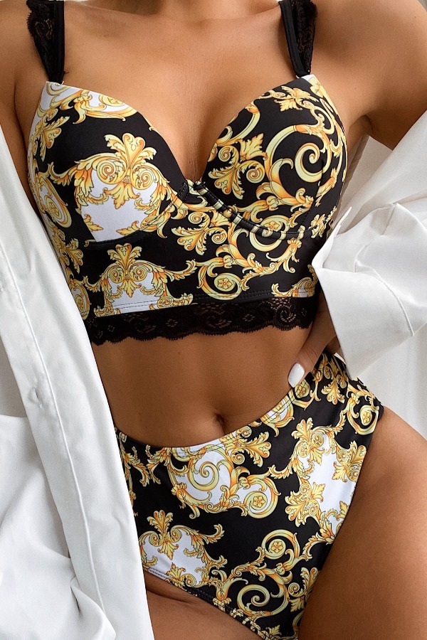

lovely Print Yellow Two-piece Swimsuit