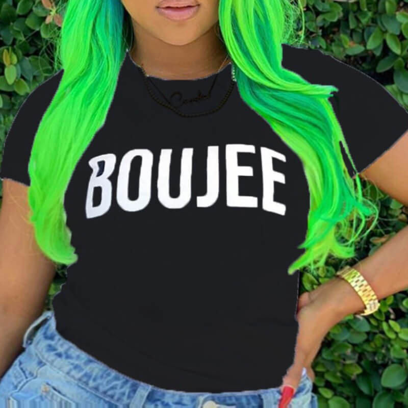 LW BASICS Plus Size Leisure O Neck Print White T-shirt