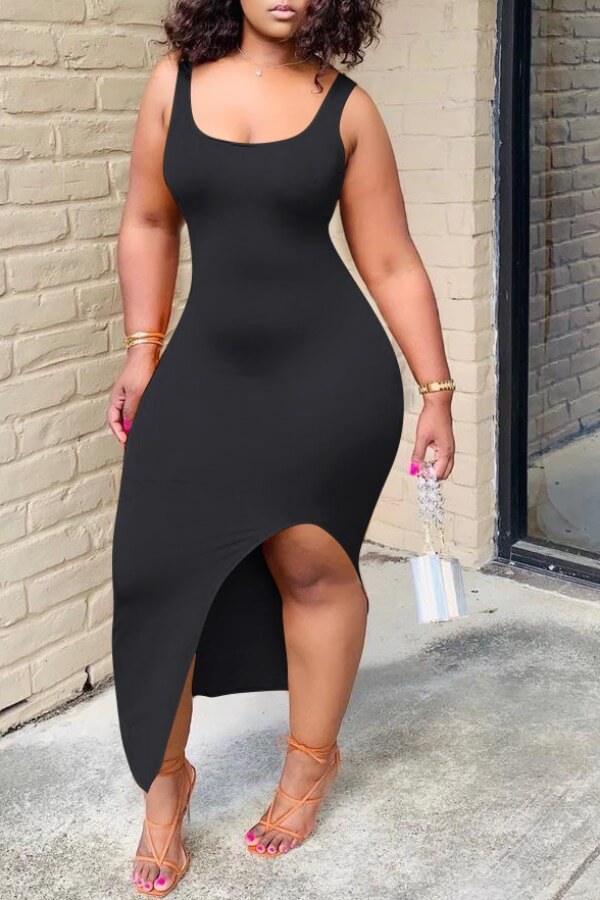 

LW Asymmetrical Black Ankle Length Dress