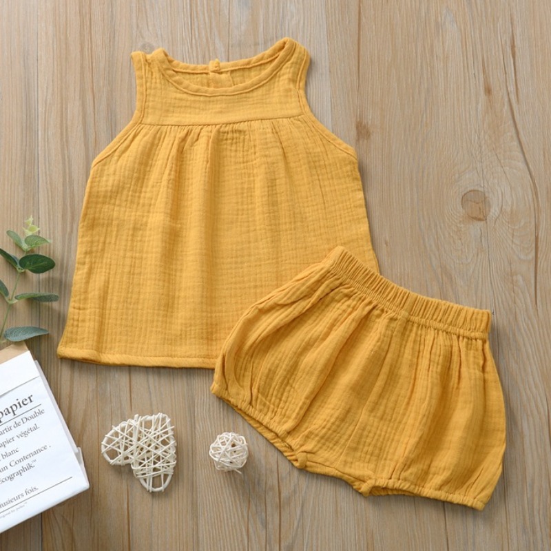 

lovely Leisure O Neck Yellow Girl Two-piece Shorts Set