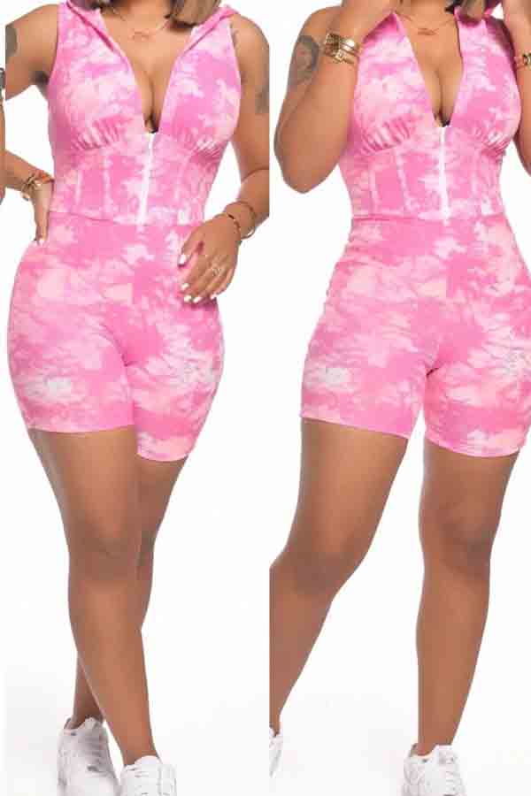 

lovely Trendy Tie-dye Pink One-piece Romper