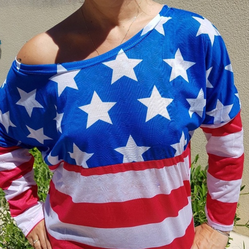 

lovely Leisure Print Blue T-shirt