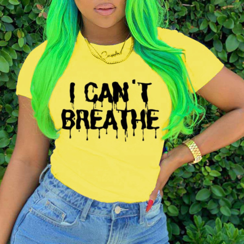 

lovely Leisure O Neck Letter Yellow T-shirt