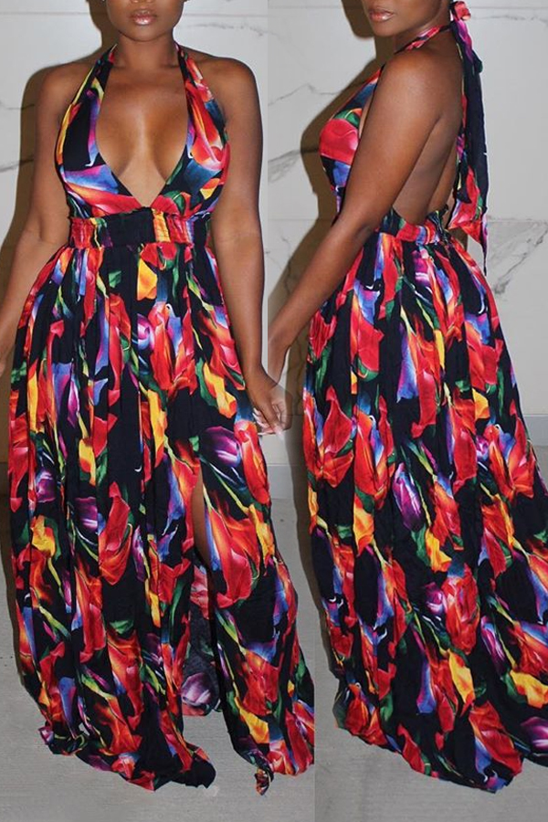

lovely Bohemian Print Red Maxi Dress