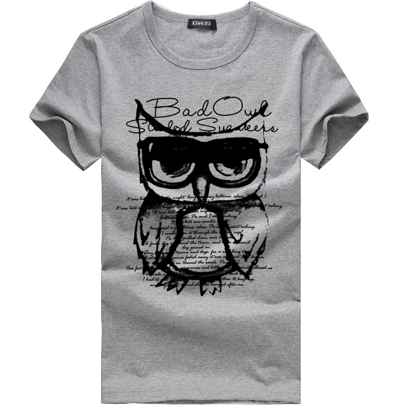 

lovely Casual O Neck Print Grey T-shirt