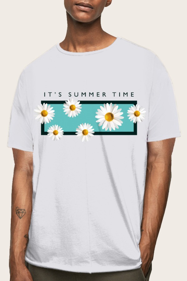 

lovely Casual O Neck Print White T-shirt
