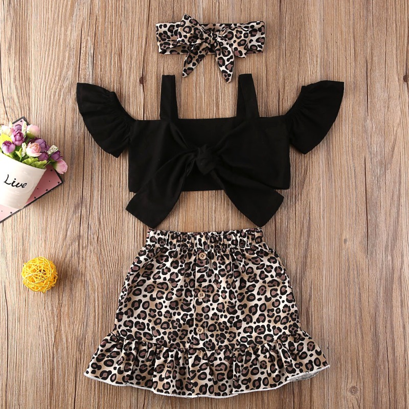 

lovely Trendy Print Black Girl Two-piece Skirt Set