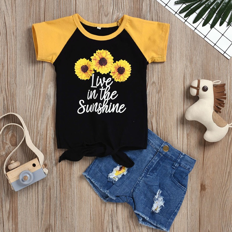 

lovely Casual O Neck Print Black Girl Two-piece Shorts Set