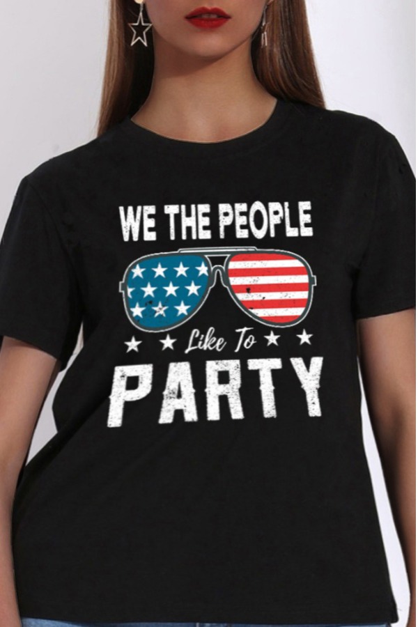 

Lovely Leisure O Neck Print Black Plus Size T-shirt