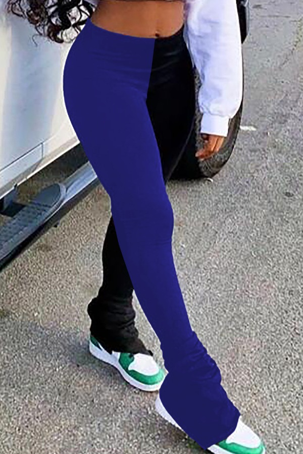 

lovely Casual Patchwork Blue Pants