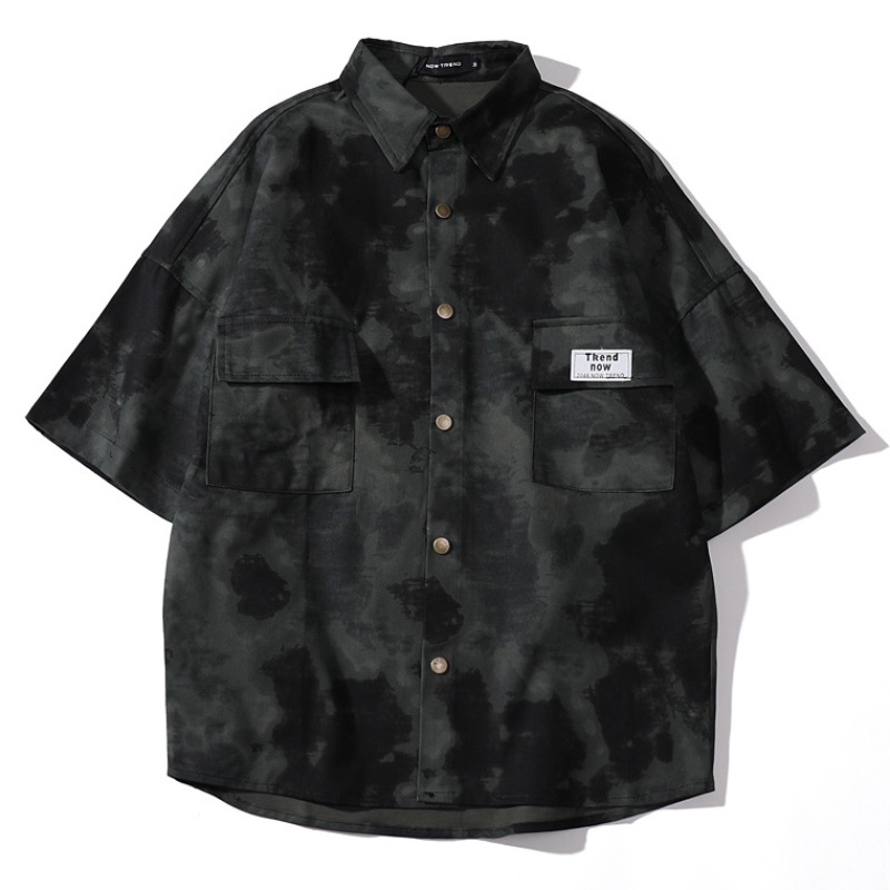 

lovely Casual Turndown Collar Print Green Shirt