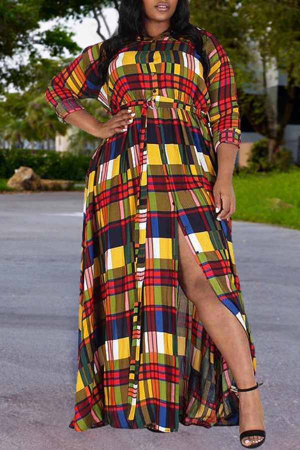 

lovely Bohemian Grid Print Multicolor Maxi Dress, Multicolor lattices