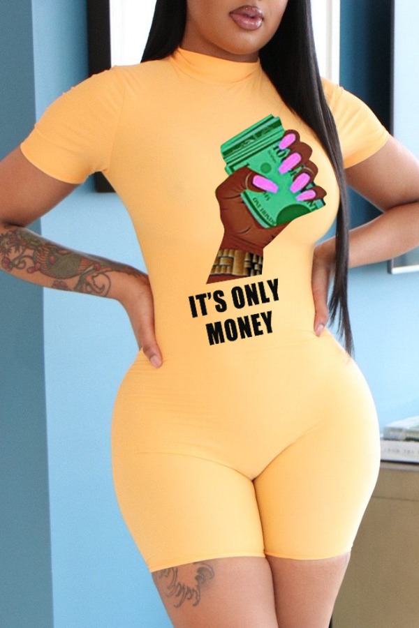 

Lovely Casual O Neck Print Croci One-piece Romper