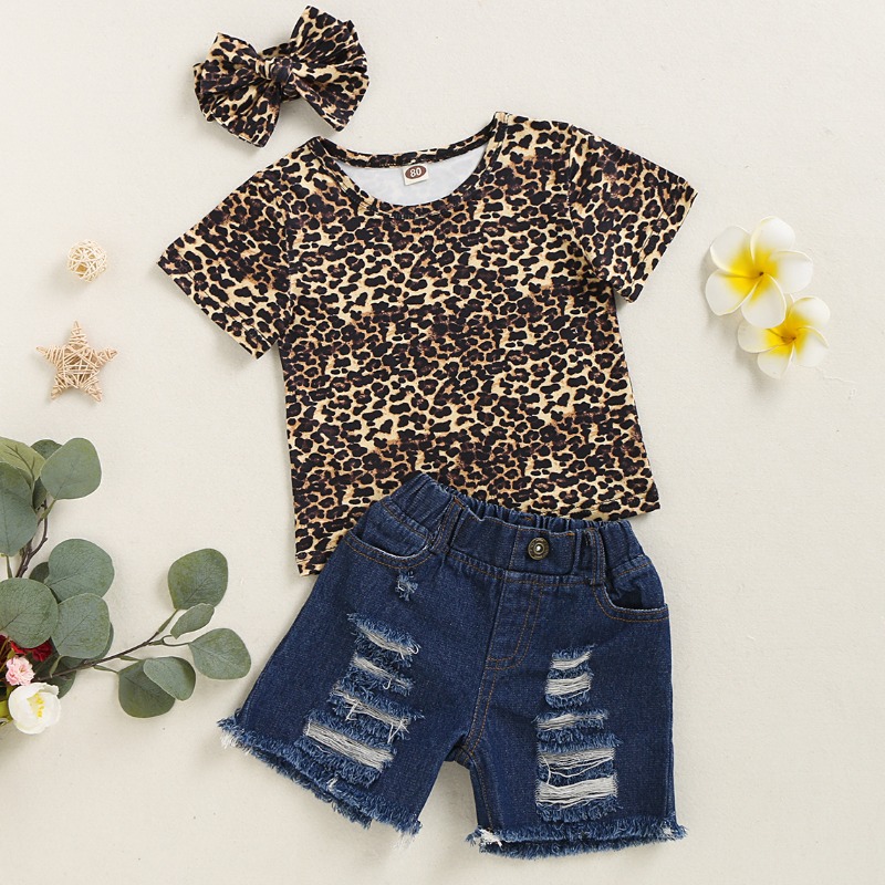 

lovely Trendy Leopard Print Girl Two-piece Shorts Set