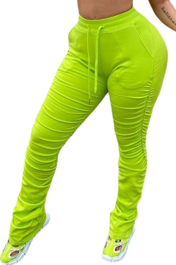 

Lovely Casual Fold Design Green Pants