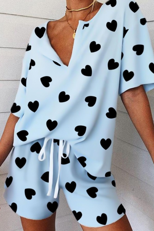 

lovely Cosy Print Baby Blue Sleepwear