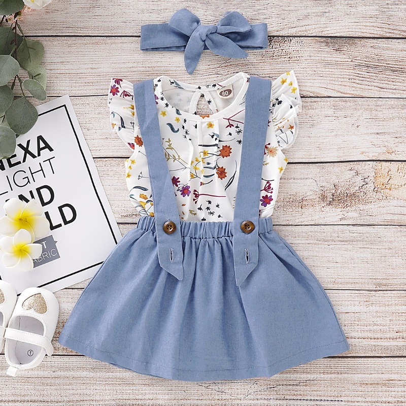 

lovely Sweet Print White Girl Two-piece Skirt Set