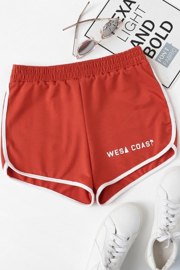 

lovely Sportswear Patchwork Red Shorts