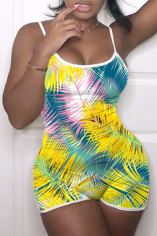 

lovely Casual Tie-dye Green One-piece Romper