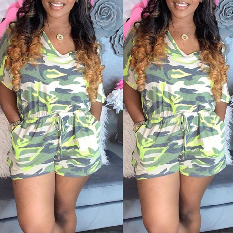 

lovely Casual Camo Print Army Green One-piece Romper, Army green camouflag