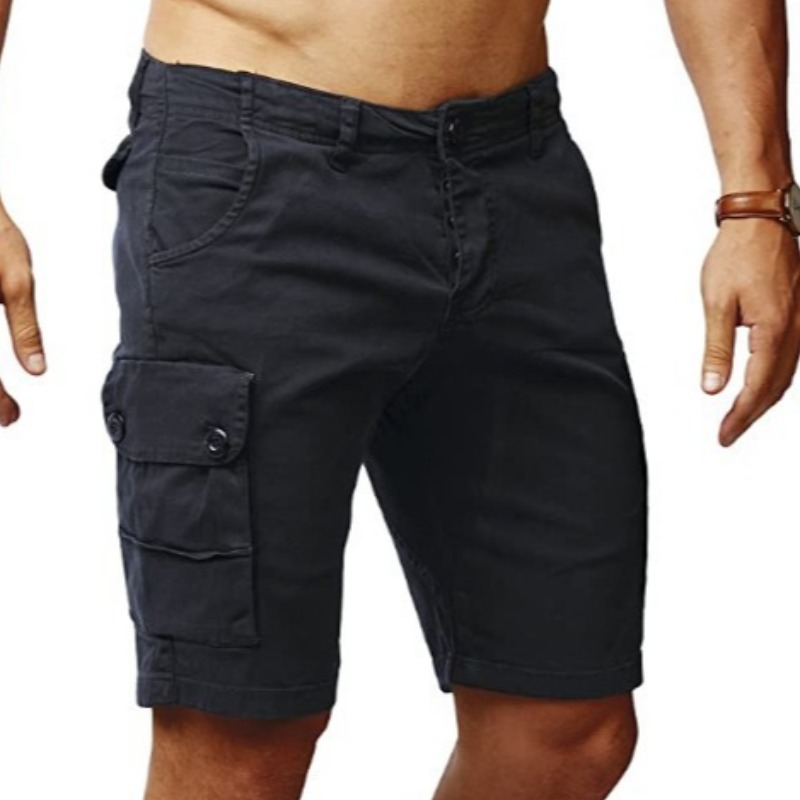 

lovely Casual Pocket Patched Black Shorts