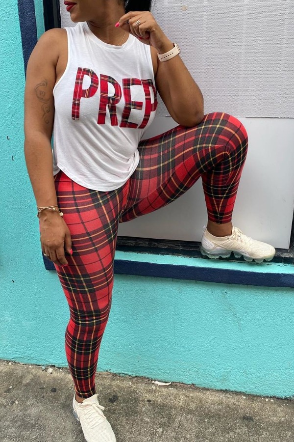 

lovely Leisure O Neck Letter Print Red Two-piece Pants Set