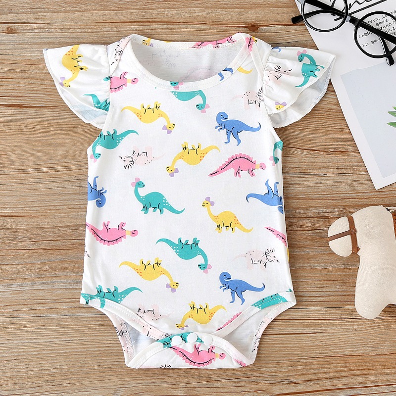 

lovely Sweet O Neck Cartoon Print White Girl One-piece Romper
