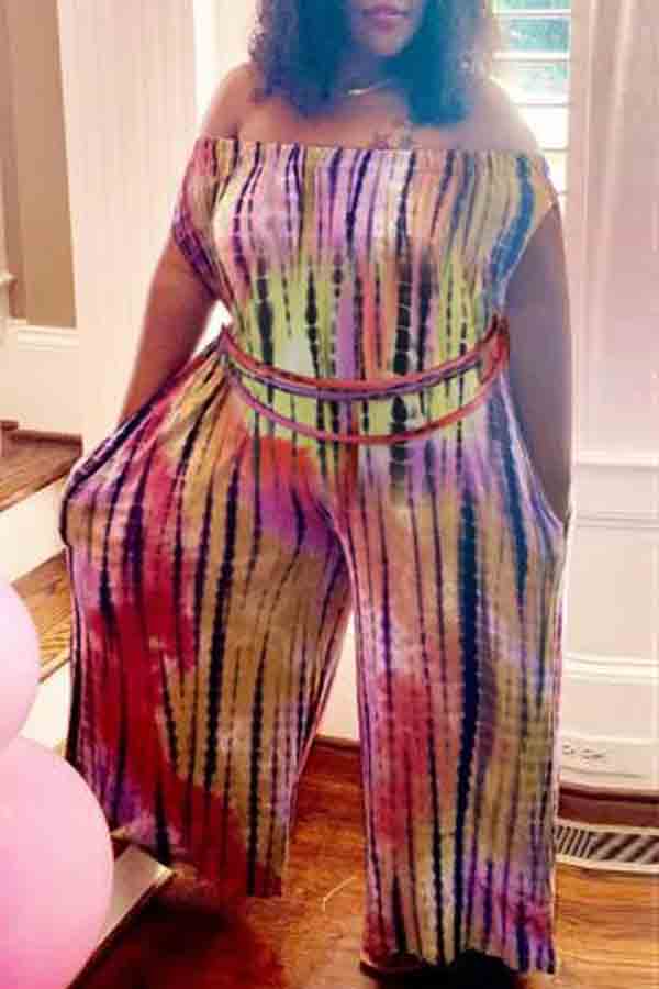 

lovely Trendy Tie-dye Multicolor Plus Size One-piece Jumpsuit, Multi