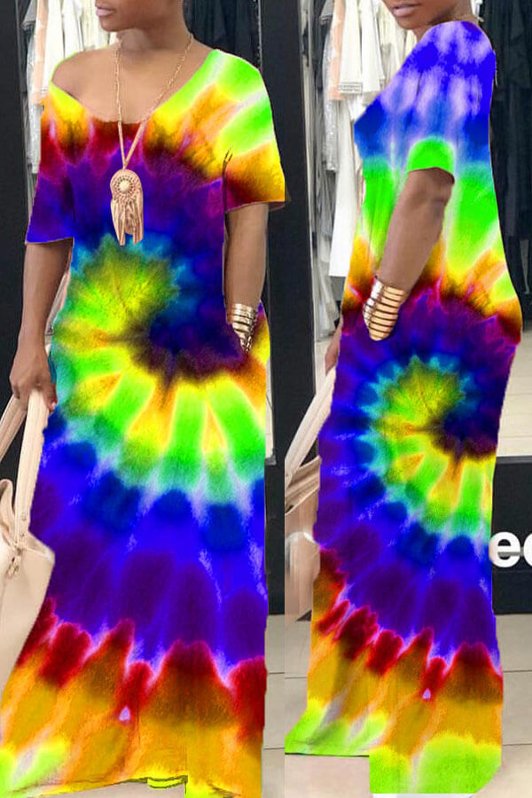 

LW Street Tie-dye Green Maxi Dress