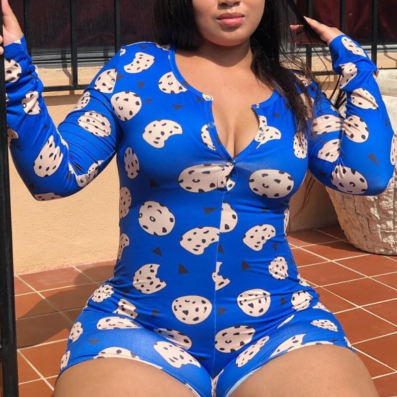 

LW Plus Size Trendy Print Royalblue One-piece Romper