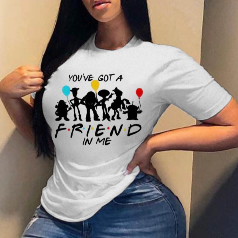 

Lovely Street O Neck Print White Plus Size T-shirt