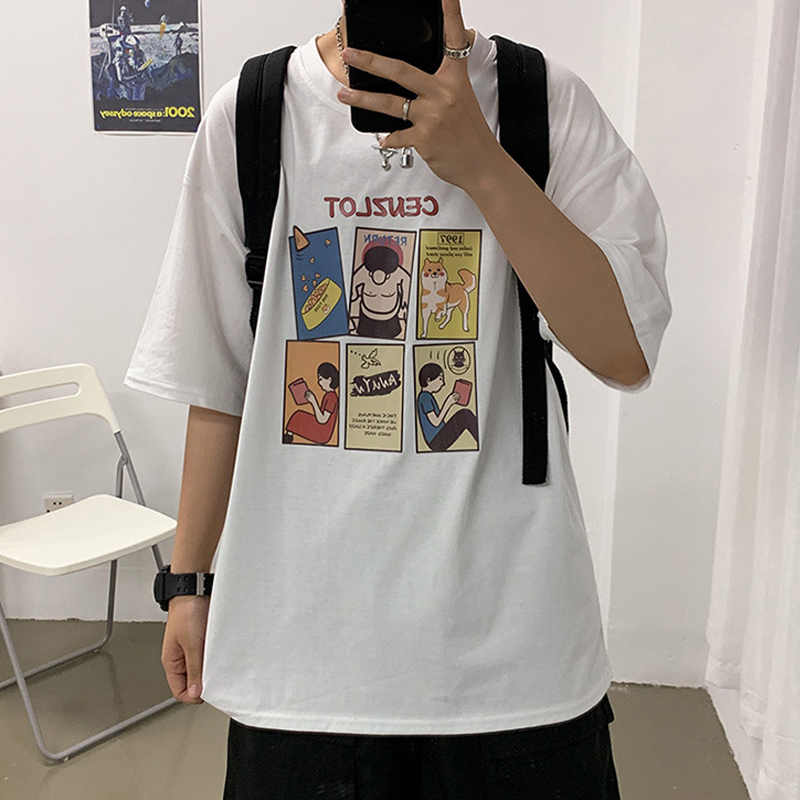 

lovely Leisure O Neck Cartoon Print White T-shirt