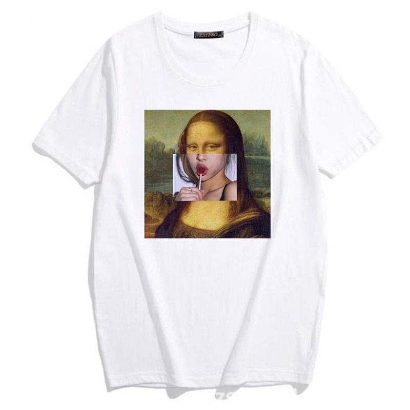 

lovely Casual O Neck Print White T-shirt