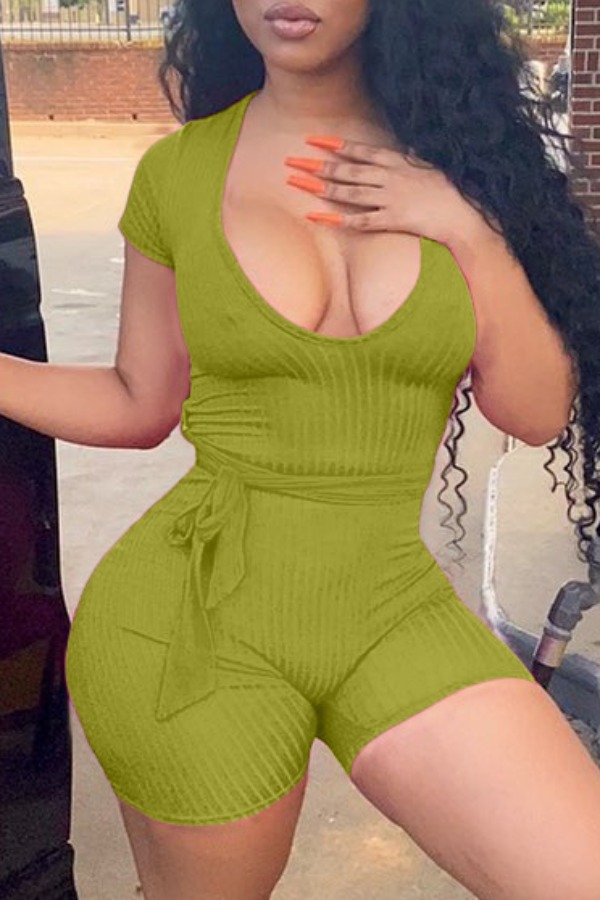 

lovely Casual U Neck Army Green One-piece Romper