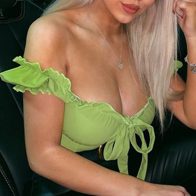 

lovely Sweet Lace-up Green Bodysuit